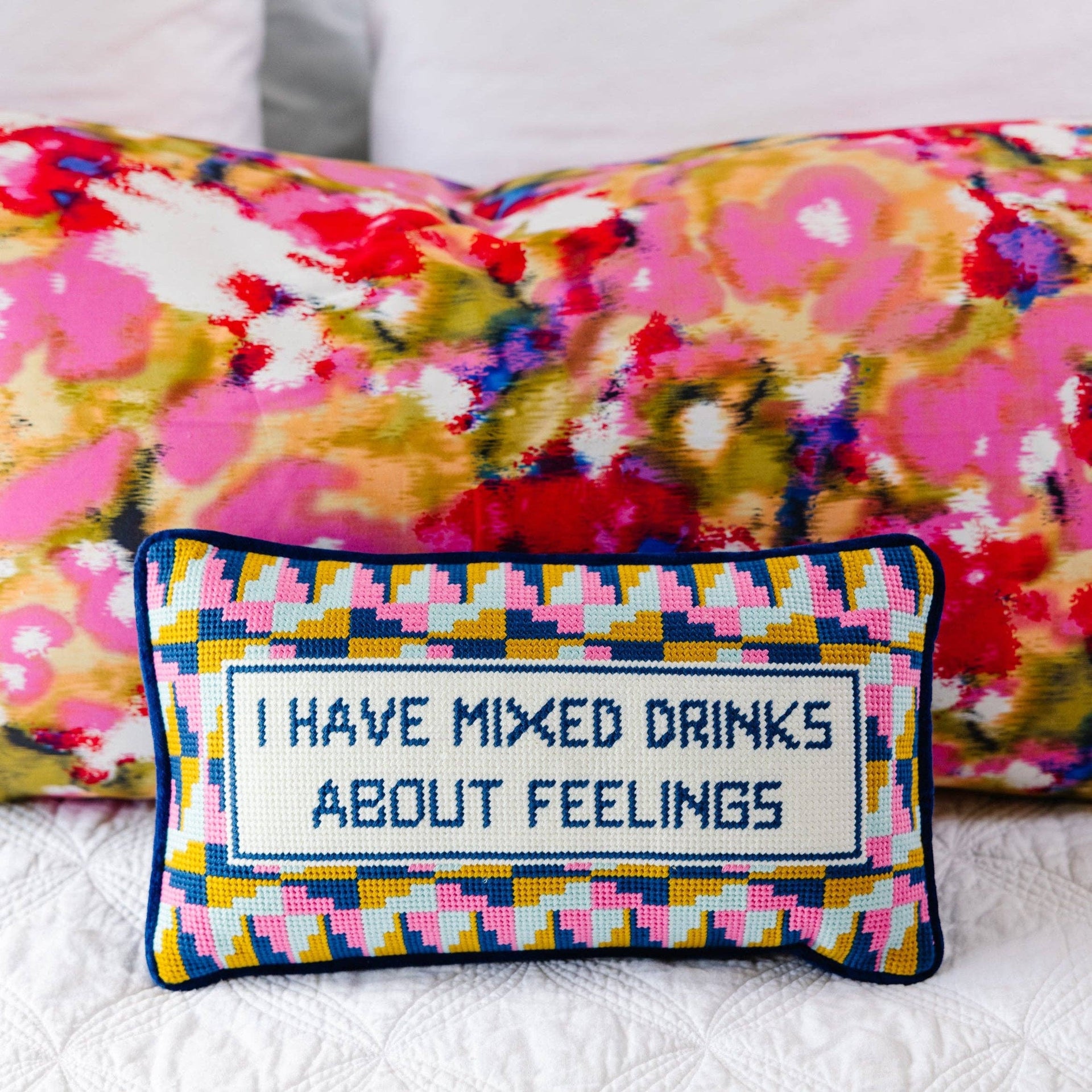 Mixed Drinks Needlepoint Pillow-furbish