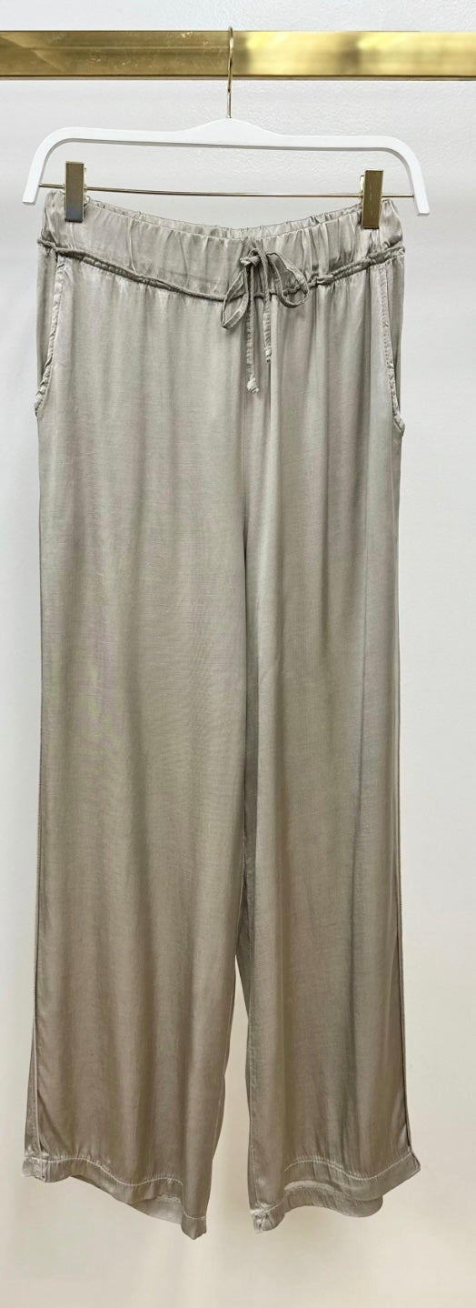 Milio Milano - Italian Silky Viscose Straight Leg Pant With Drawstring Waist