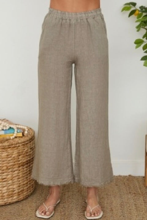 Milio Milano - Linen Pant With Fringe Hem and Pockets