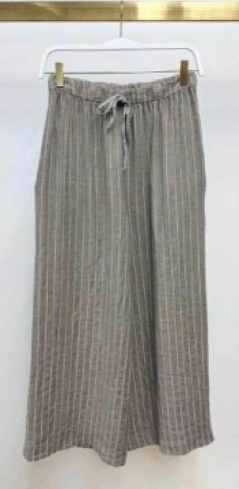 Milio Milano - Textured Stripe Drawstring Waistband Wide Leg Linen Pants
